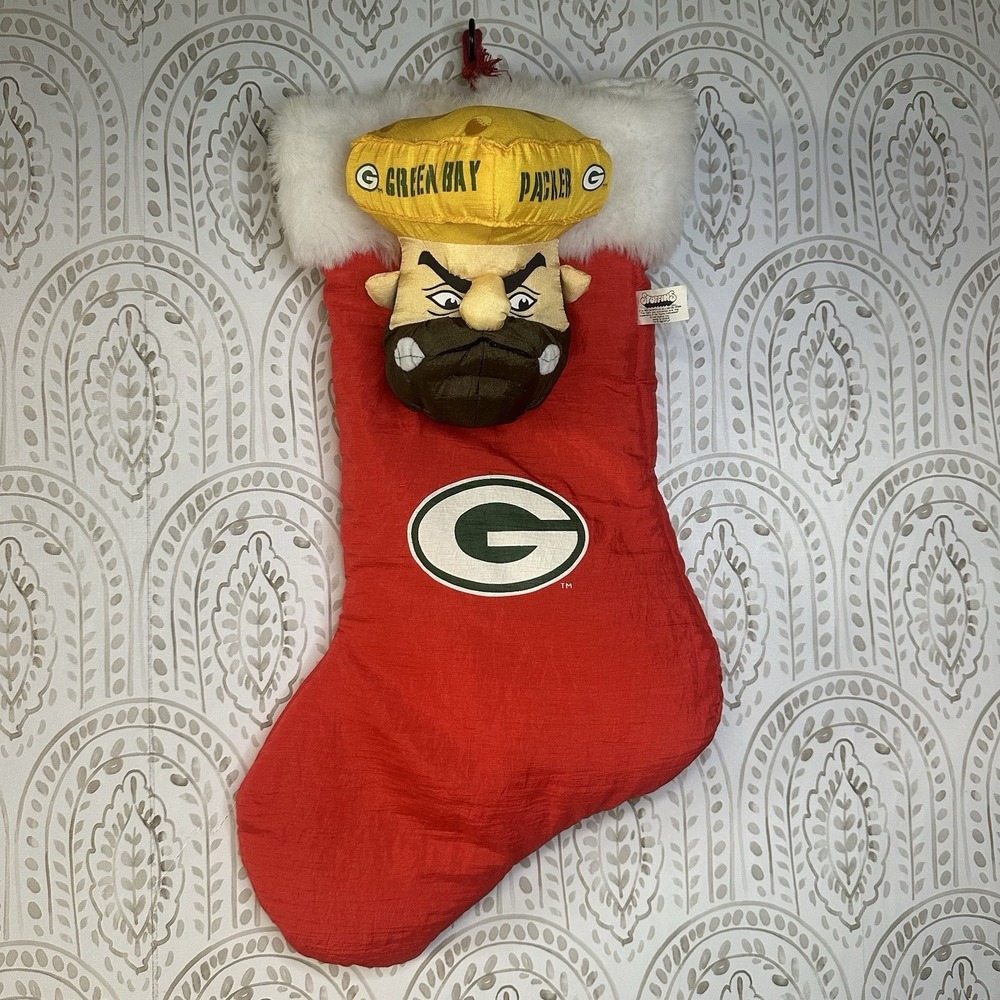 VTG GREEN BAY PACKERS Stuffins Plush Stuffed‎ Animal Mascot Christmas Stocking